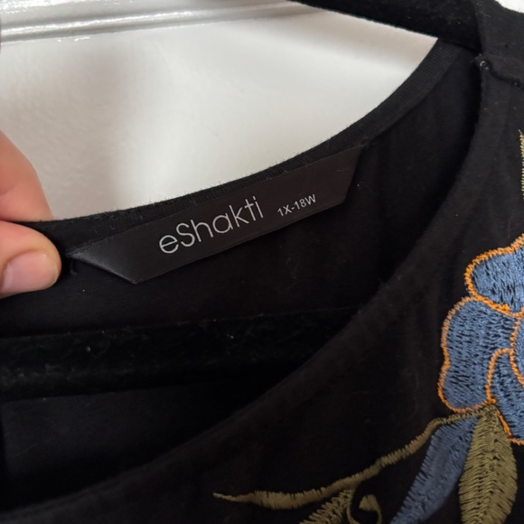 Black Flare Midi Dress with Beautiful Embroidery - Picture 3 of 4